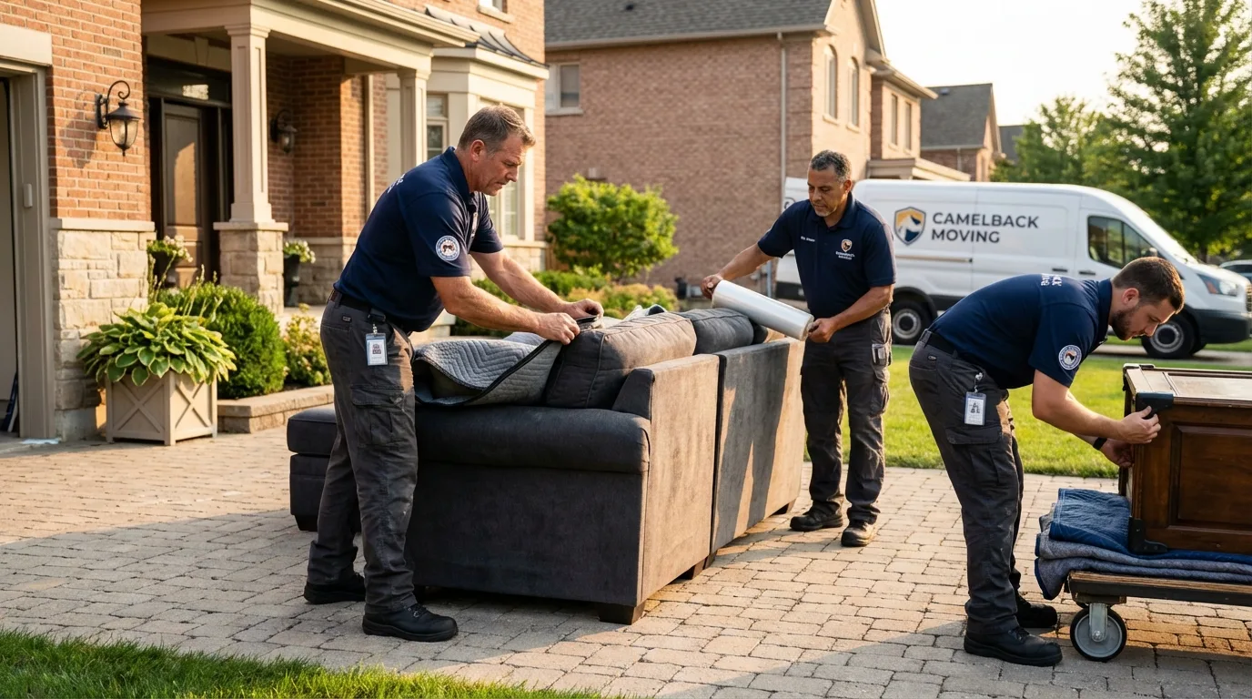 Large estate moving crew wrapping furniture in Yoakum, TX